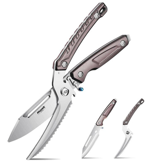 Huusk Heavy Duty Poultry Kitchen Scissors - Stainless Steel Kitchen Shears with Serrated Edge for Meat, Chicken, and Turkey Cutting, Quick Meat Scissors, Blackfriday/Christmas Gifts